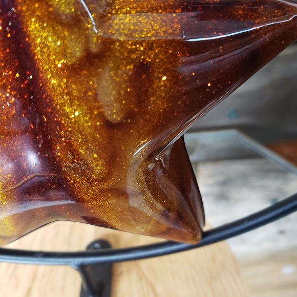 Sullivans Glass Star Ornament - Handmade, Gold-Copper Sparkle - Picture 6 of 7